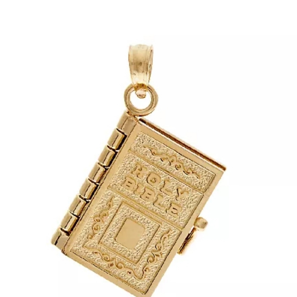 Gorgeous Solid 14k Yellow Gold 3D Bible Pendant Necklace 💛 🙏